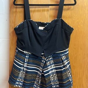 Deletta Black and Blue Plaid Blouse